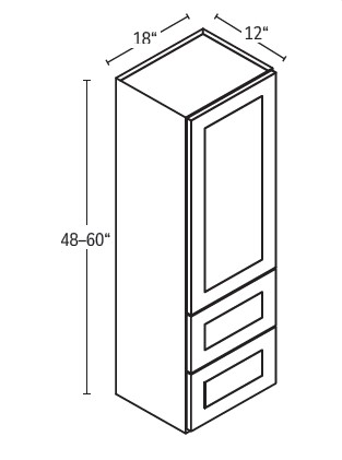 2 Built-In Drawers Wall Cabinet