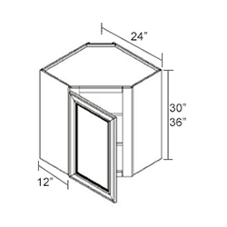 Diagonal Corner Wall Cabinet-2 Door 2 Shelf
