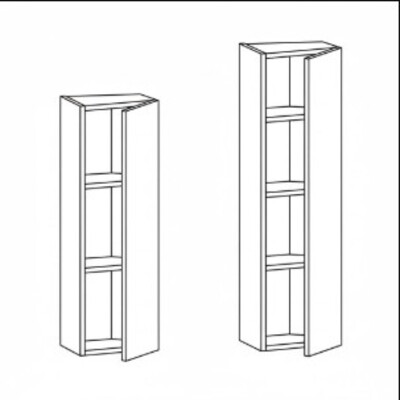 Wall End Angle With Double Doors and Single Shelf